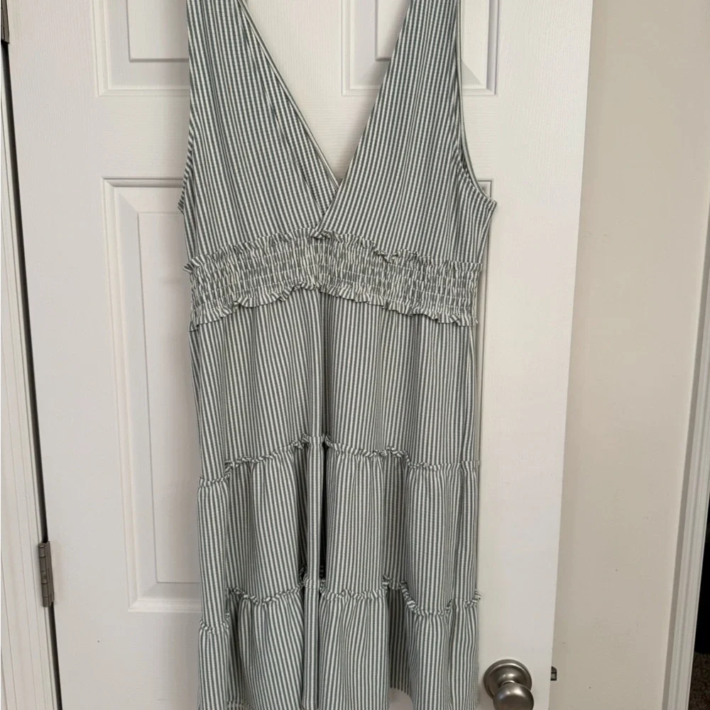 American Eagle Striped Sleeveless Tiered Dress - Picture 4 of 6